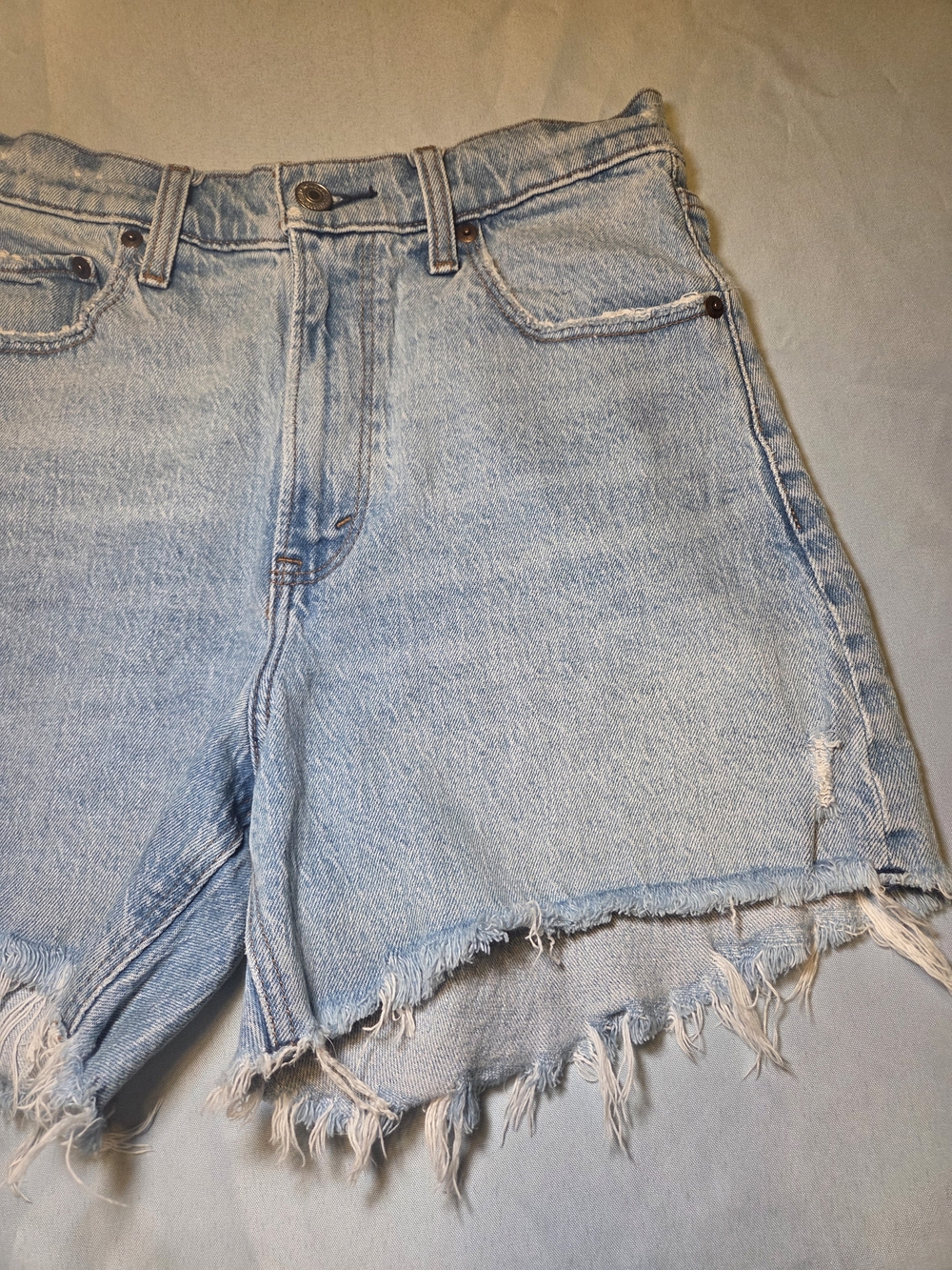 Abercrombie & Fitch Dad Short High Rise Womens 27  Distressed Denim Shorts - Picture 3 of 13